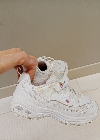 orjinal skechers Kız Çocuk Beyaz Nakışlı Cırtlı Spor Ayakkabı 26 - Görsel 4
