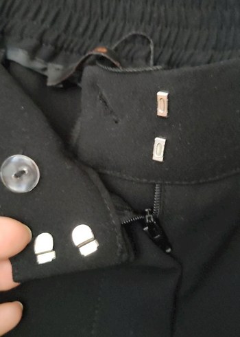44 Beden Gusto Siyah Kumaş Kadın Pantolon, Kemerli