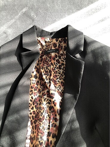 Siyah leopar blazer ceket