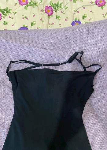 Siyah Drapeli Sırt Dekolteli Mini Elbise - Görsel 2