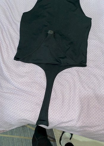 Siyah Yüksek Yakalı Kolsuz Body - Görsel 6