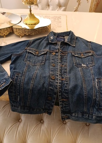 Zara Zara erkek Mavi Düğmeli Denim kot ceket