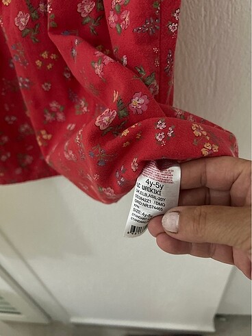 5 Yaş Beden Kırmızı, çiçekli elbise