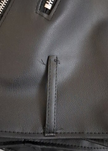 Kadın Siyah Deri Biker Ceket - Görsel 3