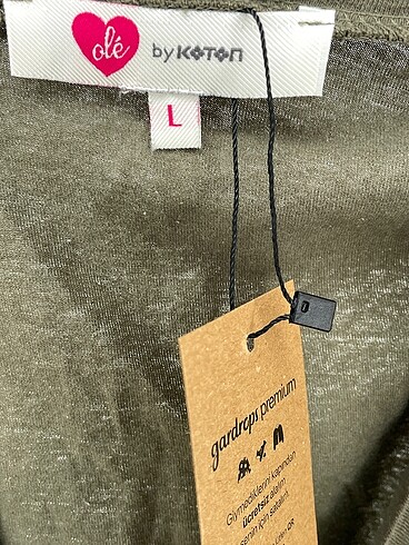 l Beden haki Renk Koton T-shirt %70 İndirimli.