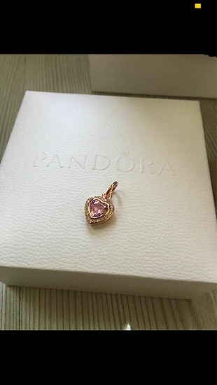 Pandora Taşlı Işıltılı Pembe kalp Rose Gold Charm