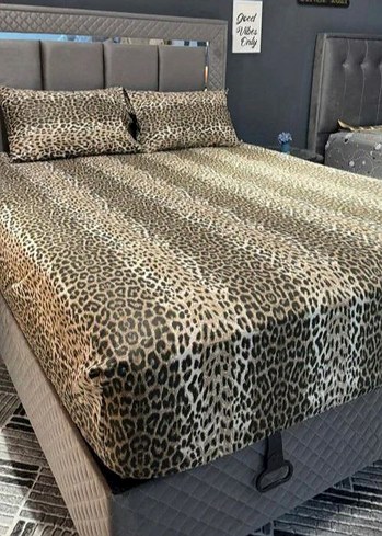 Leopar Desenli battal boy lastikli Çarşaf Seti