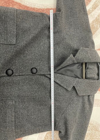 Gri Düğmeli Cepli Kaban - Görsel 5