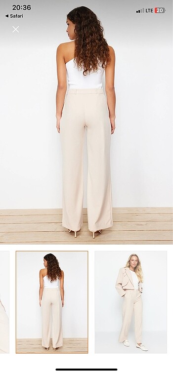 34 Beden taş yüksek bel wide leg dokuma pantolon trendyolmilla