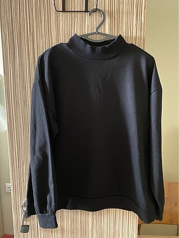 siyah dik yaka sweatshirt