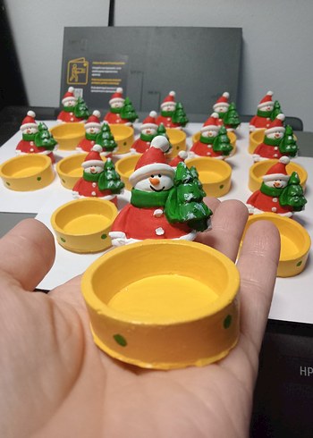 Renkli Kardan Adam Figürlü Sarı Mumluk - Görsel 6