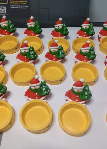 Renkli Kardan Adam Figürlü Sarı Mumluk - Görsel 5