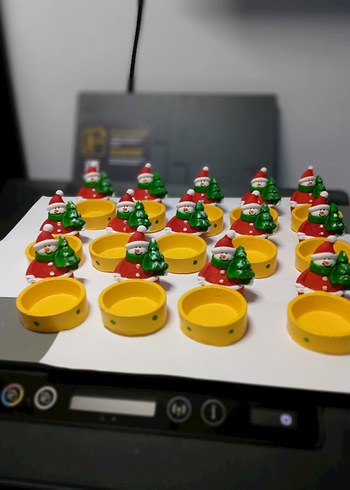 Renkli Kardan Adam Figürlü Sarı Mumluk - Görsel 4