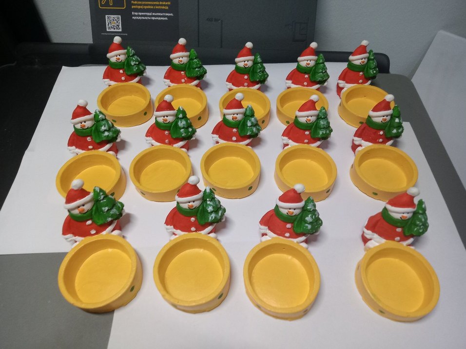 Renkli Kardan Adam Figürlü Sarı Mumluk - Görsel 5