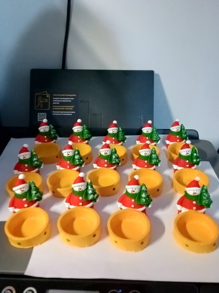 Renkli Kardan Adam Figürlü Sarı Mumluk - Görsel 3