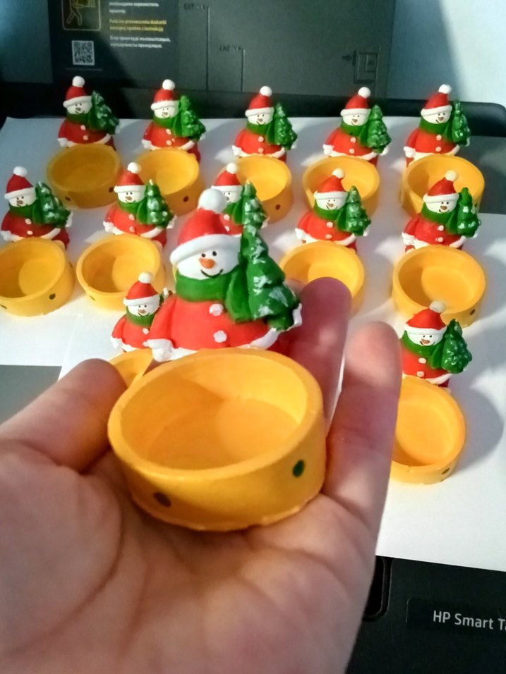 Renkli Kardan Adam Figürlü Sarı Mumluk - Görsel 2