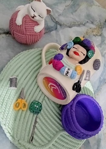 Renkli Örgü Temalı Türk Kahve Fincanı - Görsel 3