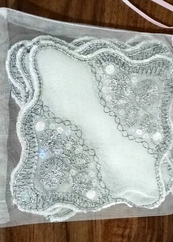 Bohem Gümüş İşlemeli kahve sunum Peçeteler - Görsel 3