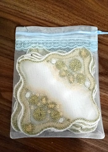 Bohem İşlemeli Altın Detaylı kahve sunum peçetesi - Görsel 5