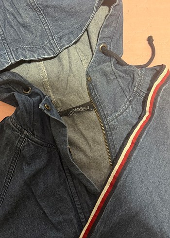 s Beden Mavi kot Kapüşonlu Denim Ceket