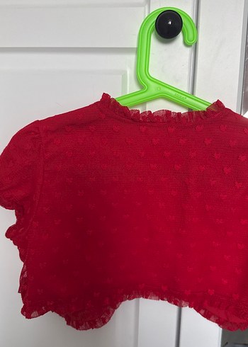 Kız Çocuk Kırmızı Fırfırlı Bolero - Görsel 3