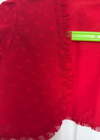 Kız Çocuk Kırmızı Fırfırlı Bolero - Görsel 2