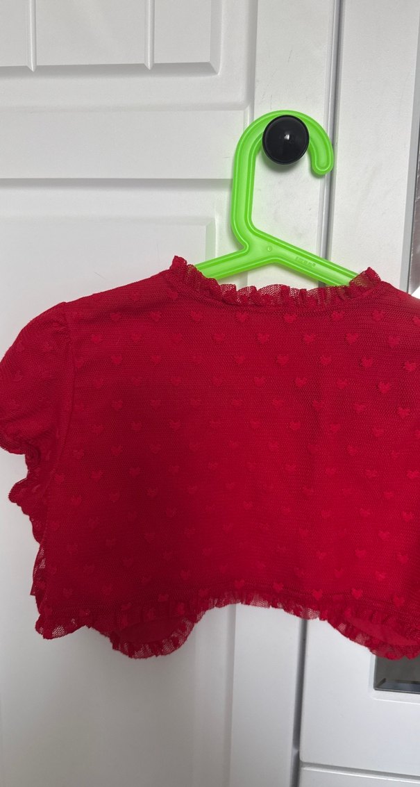 Kız Çocuk Kırmızı Fırfırlı Bolero - Görsel 3