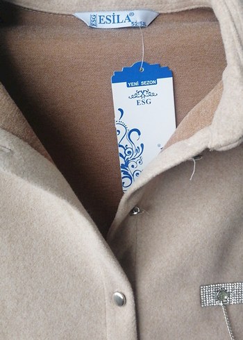 Bej Midi Kadın Süet Düğmeli Ceket - Görsel 4