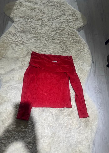 Kırmızı Uzun Kollu Triko Kadın Bluz