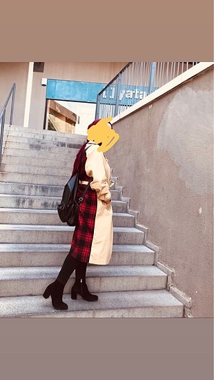 Ekose desenli trençkot