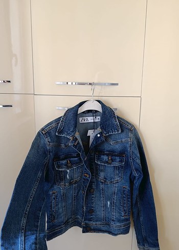 Zara Kadın Mavi Kısa Kollu Denim Ceket - Görsel 3