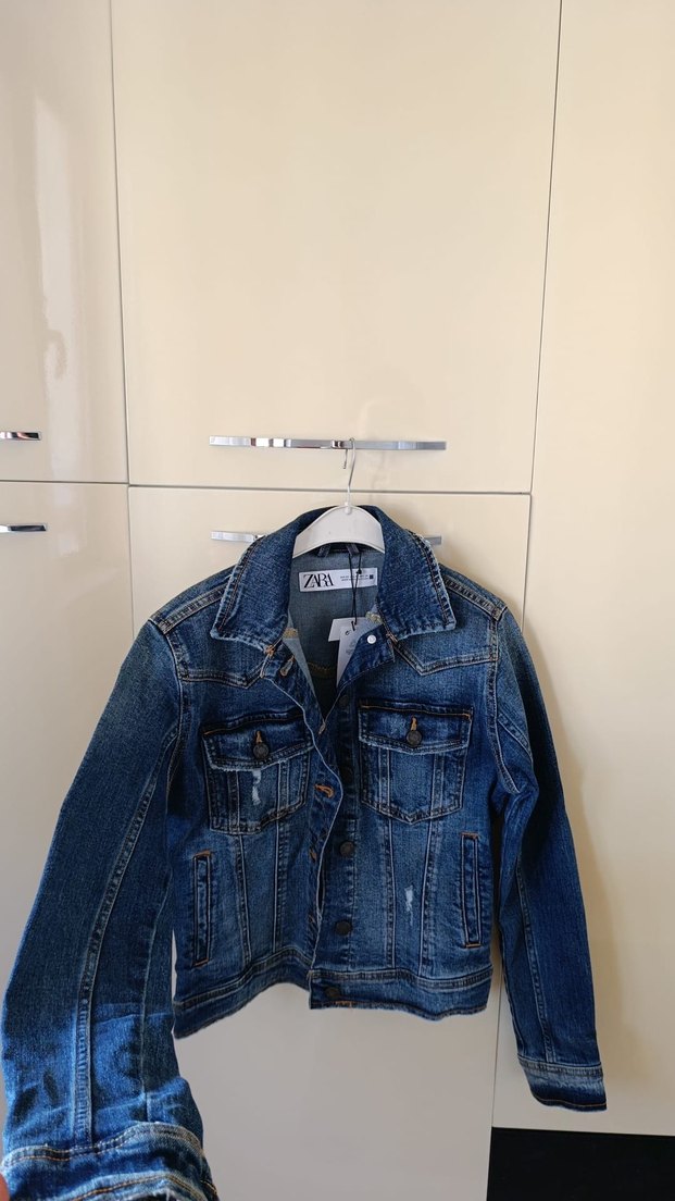 Zara Kadın Mavi Kısa Kollu Denim Ceket - Görsel 3