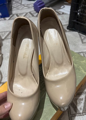 Bej Rugan Platform Topuklu Kadın Stiletto - Görsel 2