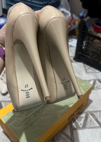 Bej Rugan Platform Topuklu Kadın Stiletto - Görsel 3