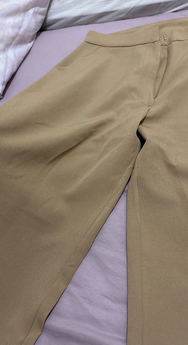 Bej Kadın Normal Kesim Kumaş Pantolon - Görsel 2