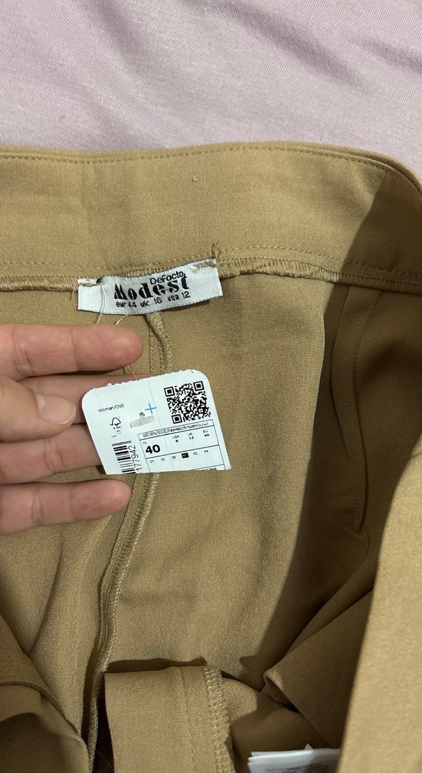 Bej Kadın Normal Kesim Kumaş Pantolon - Görsel 3