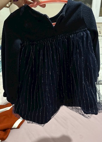 Kız Çocuk Lacivert Uzun Kollu Piliseli Elbise - Görsel 2