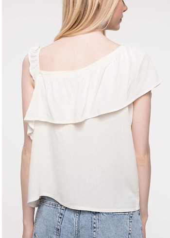 Tek Omuz Fırfırlı Bluz - Görsel 2