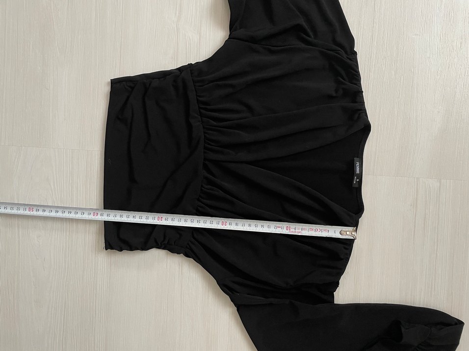 Femme Büzgülü V Yaka Bej Bluz - Görsel 5