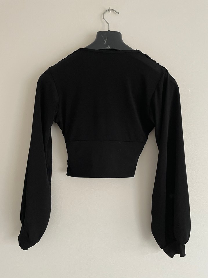 Femme Büzgülü V Yaka Bej Bluz - Görsel 3