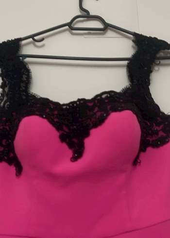 Dantel Detaylı Pembe Midi Elbise - Görsel 2