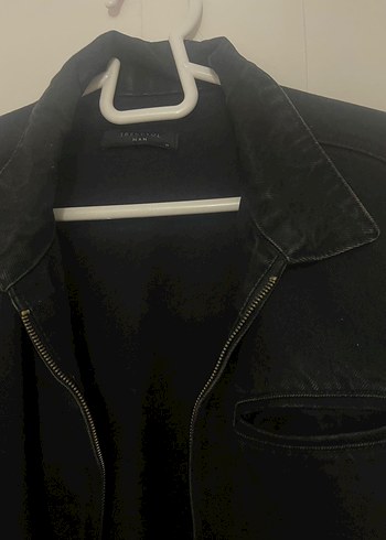 Siyah Erkek Denim Ceket, Fermuarlı, Midi Boy - Görsel 2