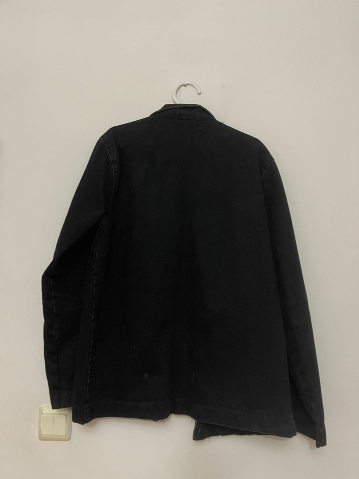 Siyah Erkek Denim Ceket, Fermuarlı, Midi Boy - Görsel 3