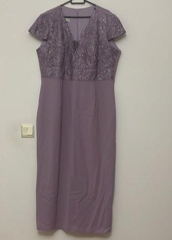 Dantel Detaylı Mor Uzun Kadın Elbise - Görsel 4