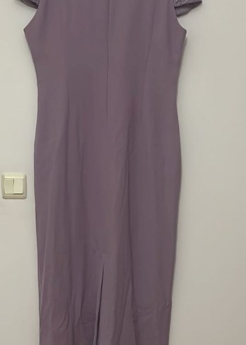 Dantel Detaylı Mor Uzun Kadın Elbise - Görsel 3