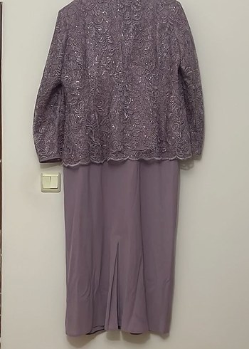 Dantel Detaylı Mor Uzun Kadın Elbise - Görsel 2