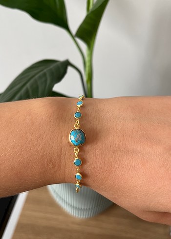 FİRUZE DOĞAL TAŞLI GÜMÜŞ BİLEKLİK *SERTİFİKALI* - Görsel 3