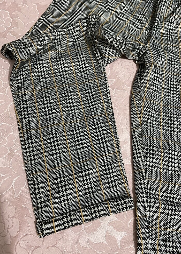 Beli lastikli ekose pantolon - Görsel 3