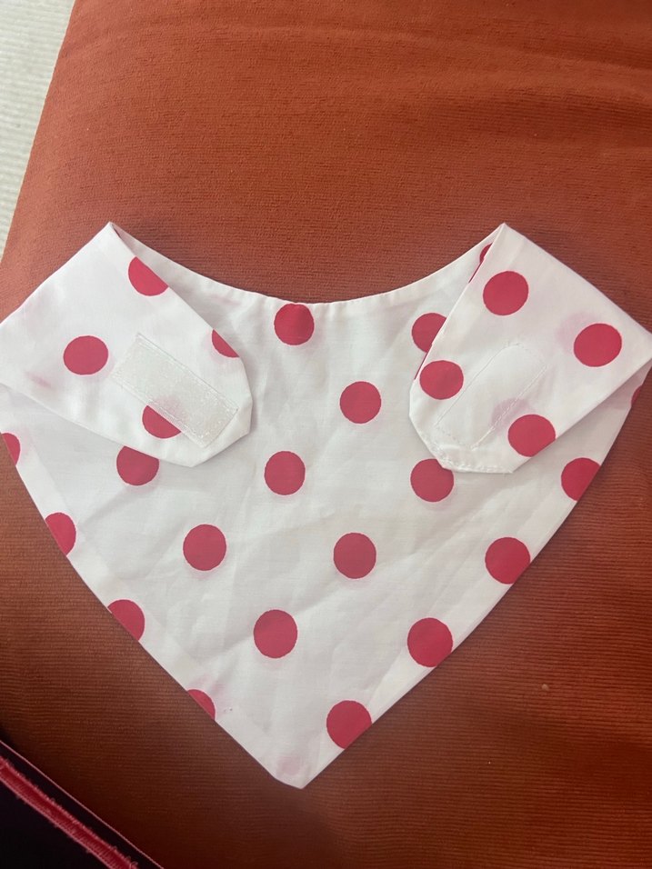 Puantiyeli kirmizi Bebek Önlüğü - Görsel 2