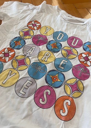 Kız Çocuk Baskılı Kısa Kollu Pamuklu Tişört - Görsel 2